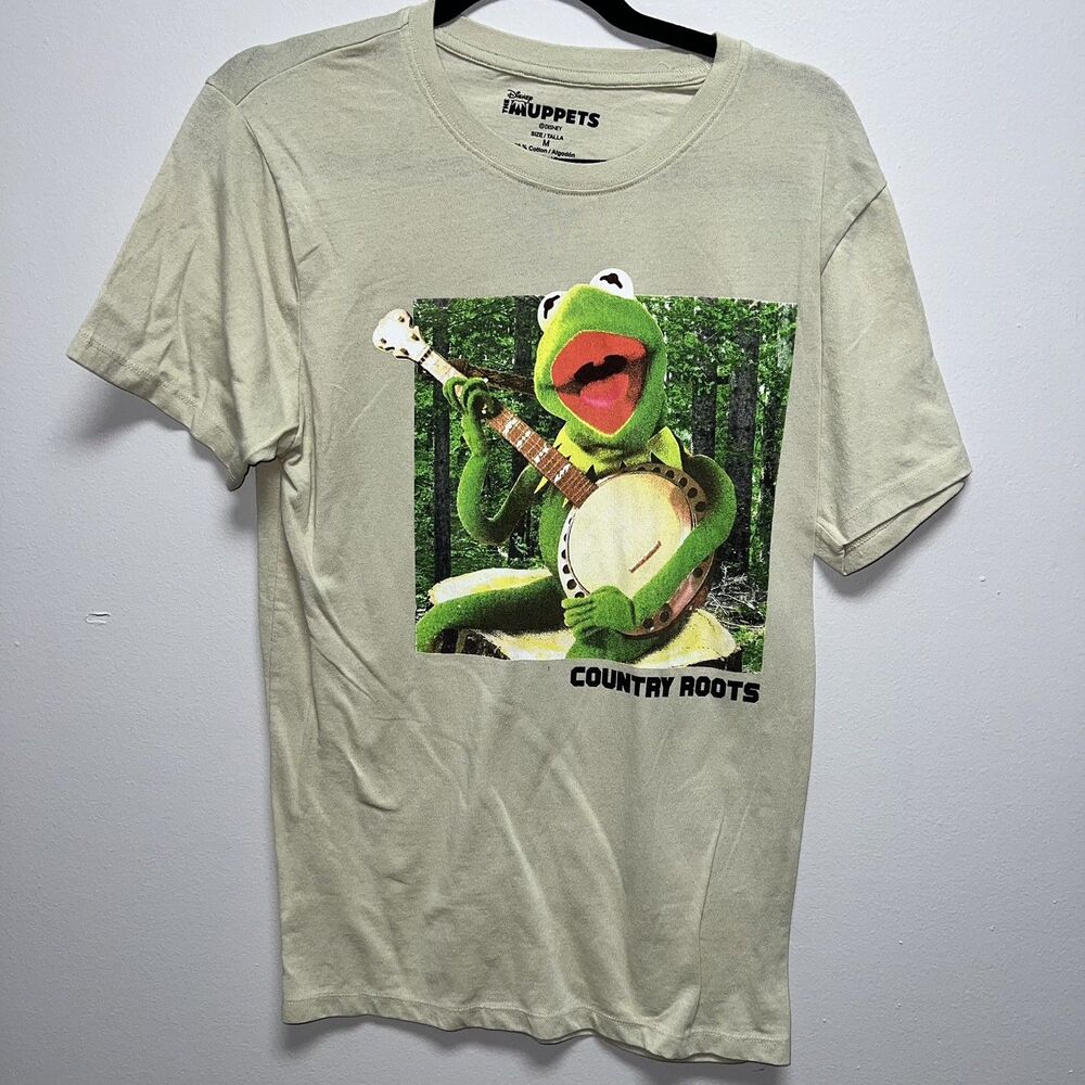 Disney The Muppets Adult Short Sleeve Shirt Sand Kermit Frog Country Roots Sz M